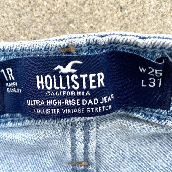 HOLLISTER ULTRA HIGH RISE DAD JEANS distressed torn ripped vintage stretch denim - Picture 11 of 14